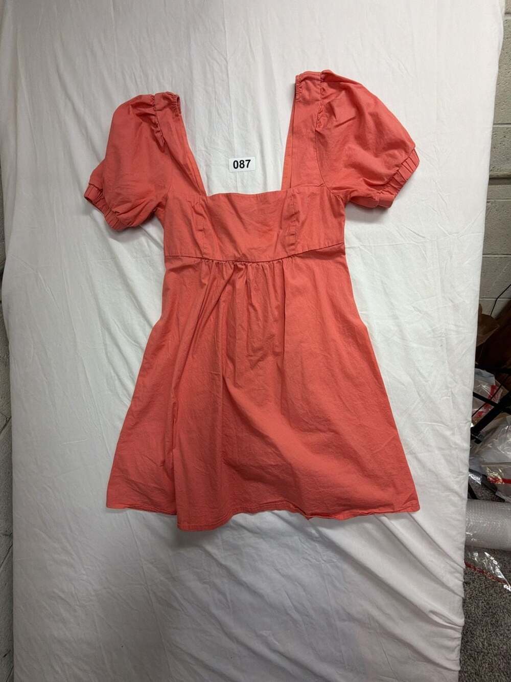 Wild Fable Women's Puff Short Sleeve Square Neck Mini Dress in Coral